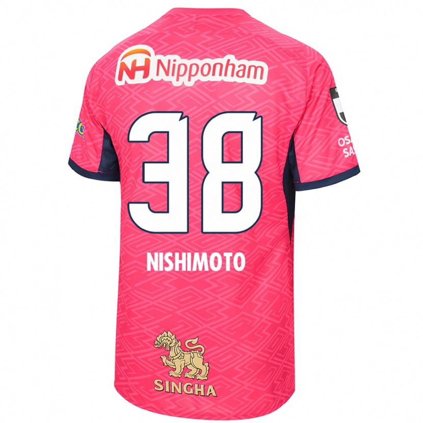 Danxen Børn Masataka Nishimoto #38 Hvid Sakura Pink Hjemmebane Spillertrøjer 2025/26 Trøje T-Shirt