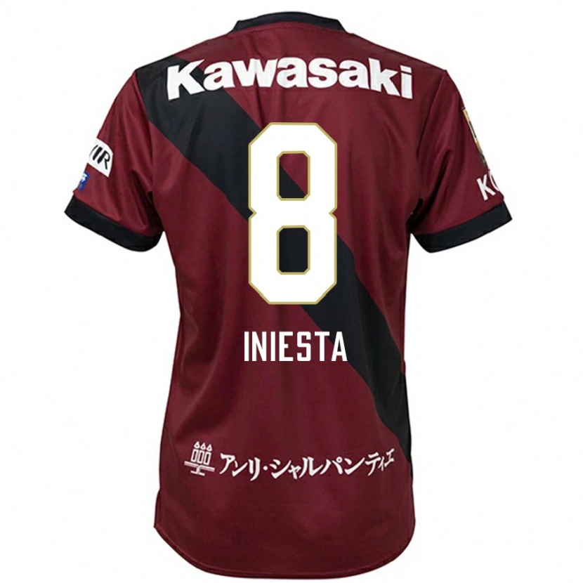 Danxen Børn Andres Iniesta #8 Hvid Sort Hjemmebane Spillertrøjer 2025/26 Trøje T-Shirt