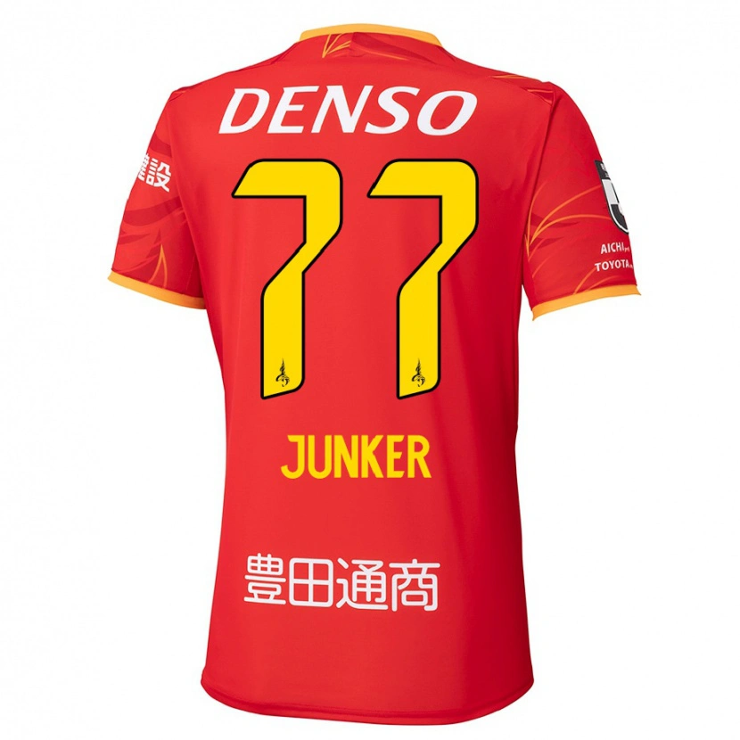 Danxen Børn Kasper Junker #77 Hvid Rød Hjemmebane Spillertrøjer 2025/26 Trøje T-Shirt