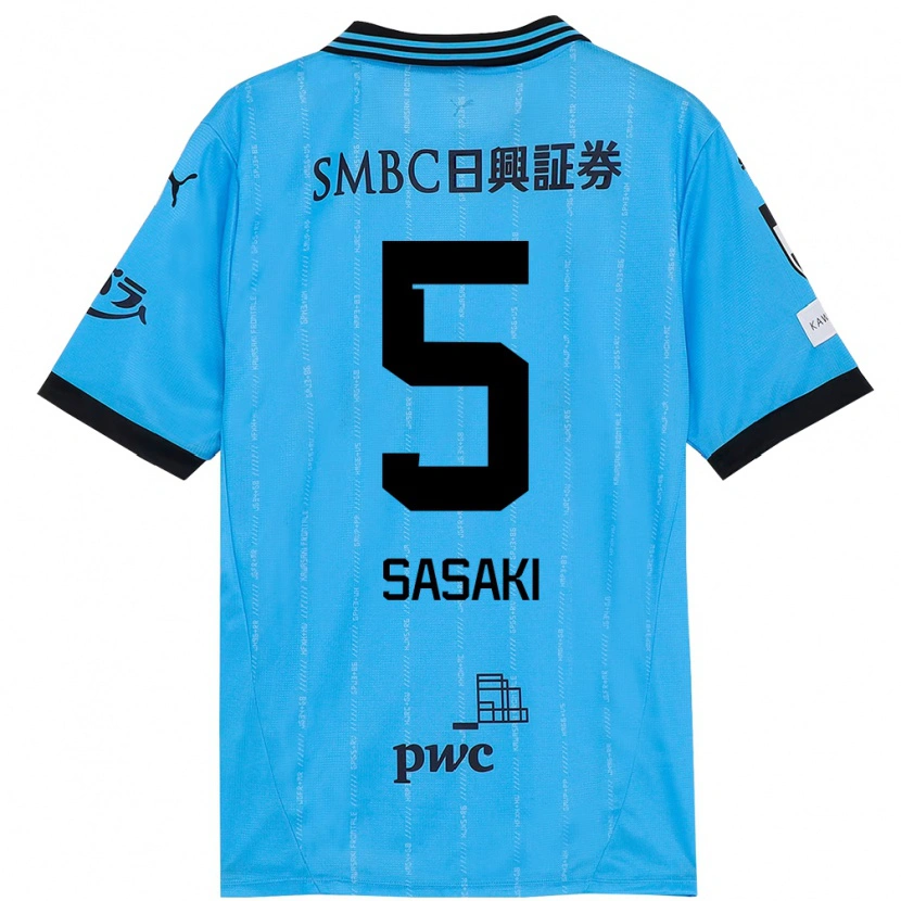 Danxen Børn Asahi Sasaki #5 Hvid Himmelblå Hjemmebane Spillertrøjer 2025/26 Trøje T-Shirt