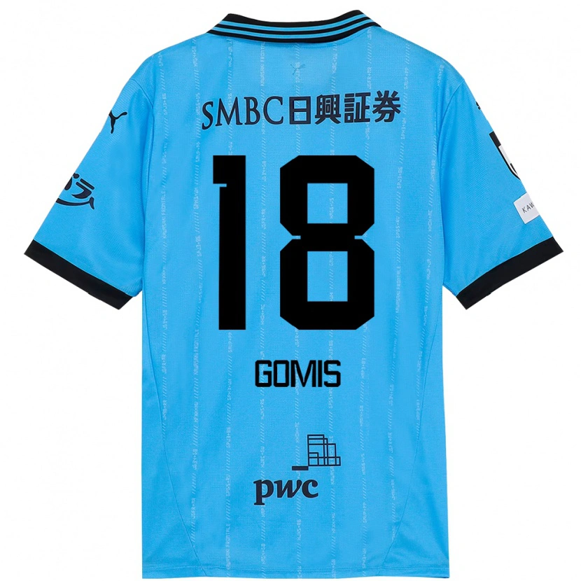 Danxen Børn Bafétimbi Gomis #18 Hvid Himmelblå Hjemmebane Spillertrøjer 2025/26 Trøje T-Shirt
