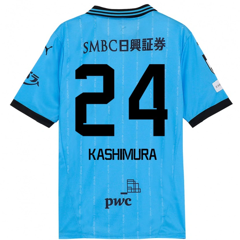 Danxen Børn Ryota Kashimura #24 Hvid Himmelblå Hjemmebane Spillertrøjer 2025/26 Trøje T-Shirt