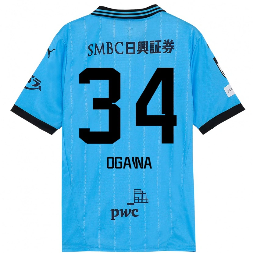 Danxen Børn Hiroto Ogawa #34 Hvid Himmelblå Hjemmebane Spillertrøjer 2025/26 Trøje T-Shirt