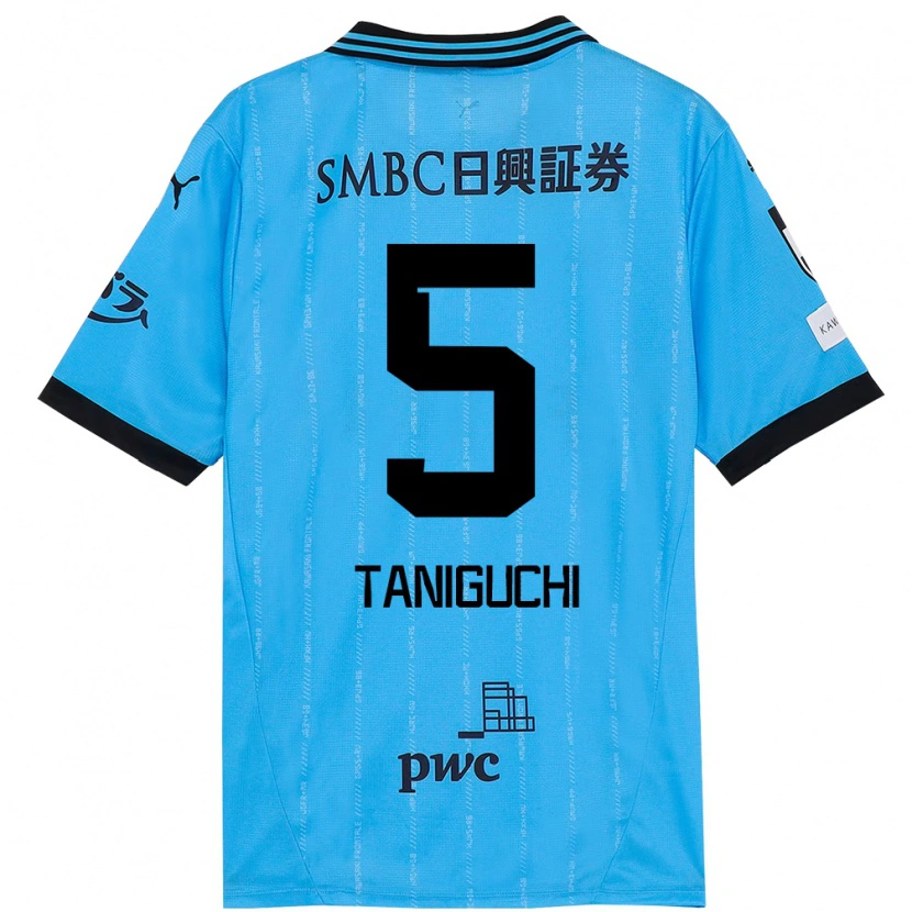 Danxen Børn Shogo Taniguchi #5 Hvid Himmelblå Hjemmebane Spillertrøjer 2025/26 Trøje T-Shirt