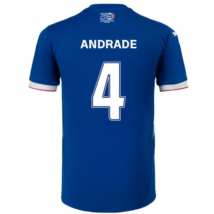 Danxen Børn Léo Andrade #4 Hvid Royal Blå Hjemmebane Spillertrøjer 2025/26 Trøje T-Shirt