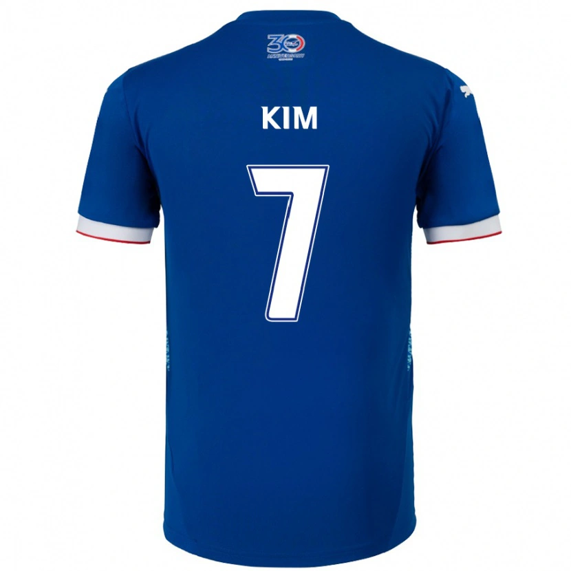 Danxen Børn Hyun Kim #7 Hvid Royal Blå Hjemmebane Spillertrøjer 2025/26 Trøje T-Shirt