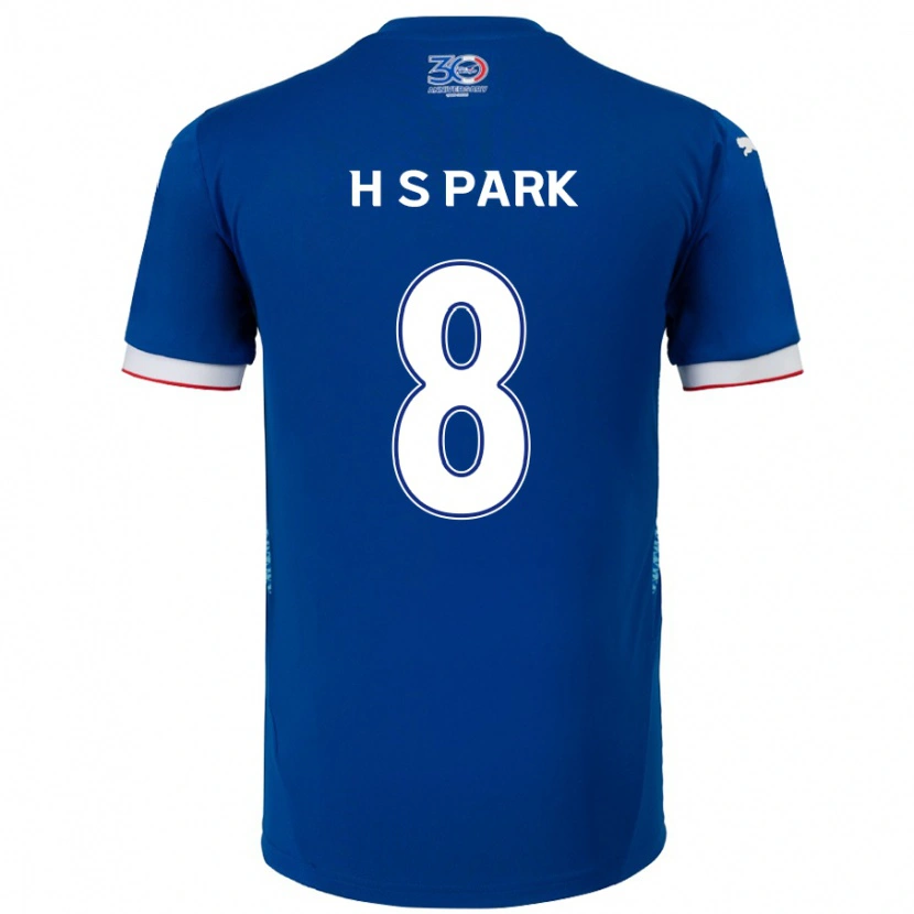 Danxen Børn Sang-Hyeok Park #8 Hvid Royal Blå Hjemmebane Spillertrøjer 2025/26 Trøje T-Shirt