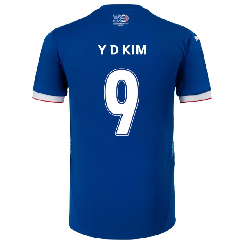 Danxen Børn Dong-Yeon Kim #9 Hvid Royal Blå Hjemmebane Spillertrøjer 2025/26 Trøje T-Shirt