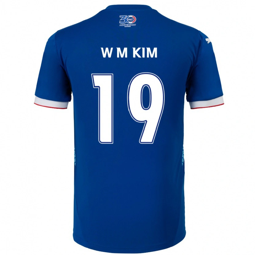 Danxen Børn Min-Woo Kim #19 Hvid Royal Blå Hjemmebane Spillertrøjer 2025/26 Trøje T-Shirt