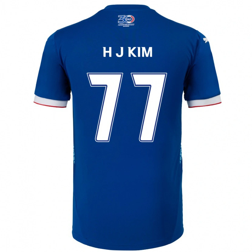 Danxen Børn Ji-Hyun Kim #77 Hvid Royal Blå Hjemmebane Spillertrøjer 2025/26 Trøje T-Shirt