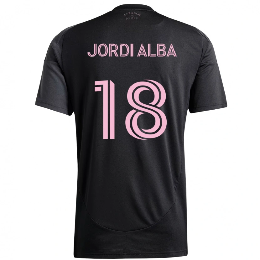Danxen Børn Jordi Alba #18 Pink Sort Udebane Spillertrøjer 2025/26 Trøje T-Shirt