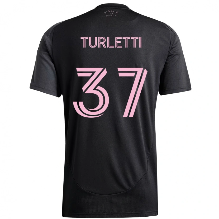 Danxen Børn Mateo Turletti #37 Pink Sort Udebane Spillertrøjer 2025/26 Trøje T-Shirt