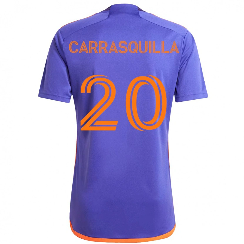 Danxen Børn Adalberto Carrasquilla #20 Orange Hvid Udebane Spillertrøjer 2025/26 Trøje T-Shirt