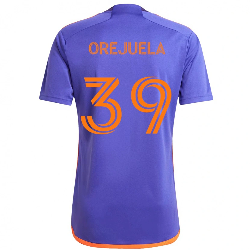 Danxen Børn Jesus Orejuela #39 Orange Hvid Udebane Spillertrøjer 2025/26 Trøje T-Shirt