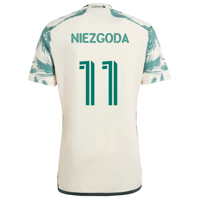 Danxen Børn Jaroslaw Niezgoda #11 Sort Brun Udebane Spillertrøjer 2025/26 Trøje T-Shirt