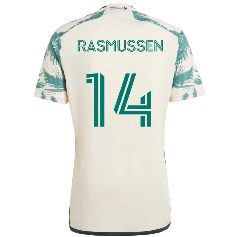 Danxen Børn Justin Rasmussen #14 Sort Brun Udebane Spillertrøjer 2025/26 Trøje T-Shirt