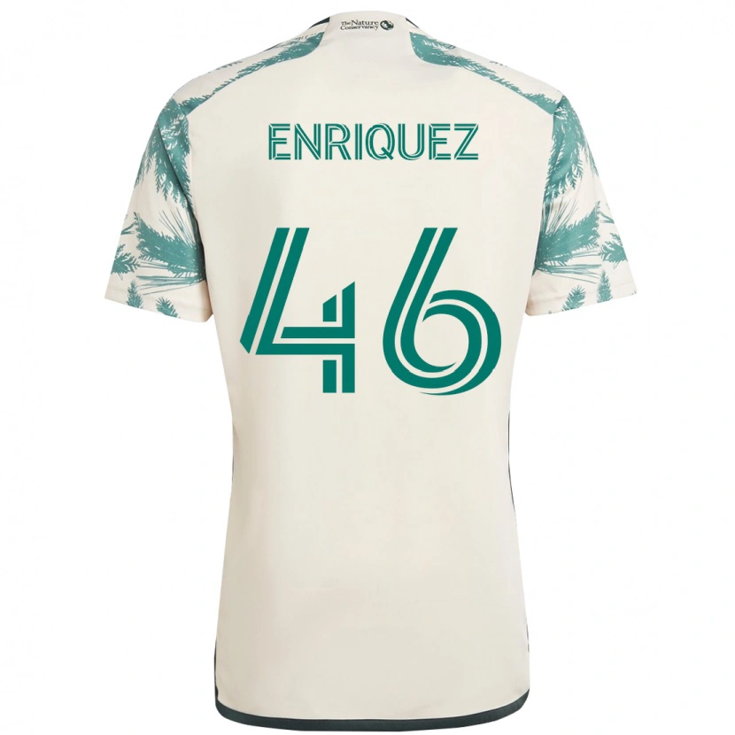 Danxen Børn Adolfo Enriquez #46 Sort Brun Udebane Spillertrøjer 2025/26 Trøje T-Shirt
