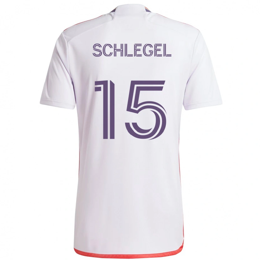 Danxen Børn Rodrigo Schlegel #15 Lilla Hvid Udebane Spillertrøjer 2025/26 Trøje T-Shirt