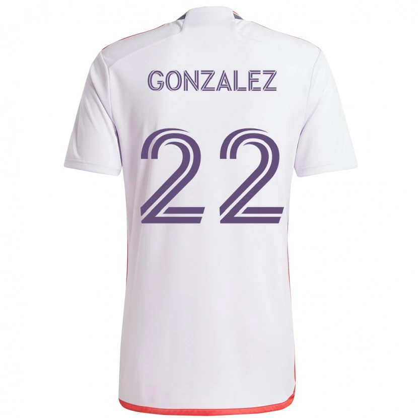 Danxen Børn Gastón González #22 Lilla Hvid Udebane Spillertrøjer 2025/26 Trøje T-Shirt
