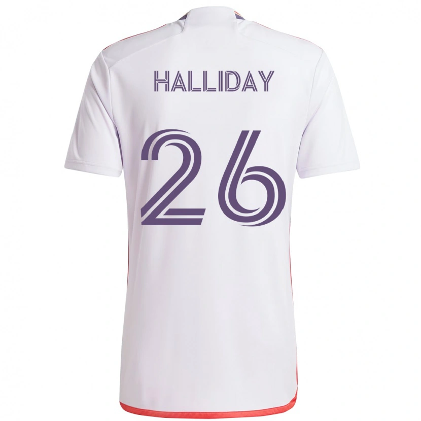 Danxen Børn Michael Halliday #26 Lilla Hvid Udebane Spillertrøjer 2025/26 Trøje T-Shirt