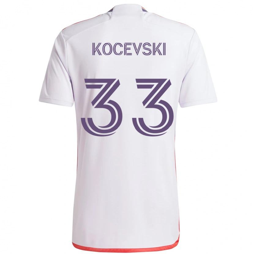Danxen Børn Jeorgio Kocevski #33 Lilla Hvid Udebane Spillertrøjer 2025/26 Trøje T-Shirt