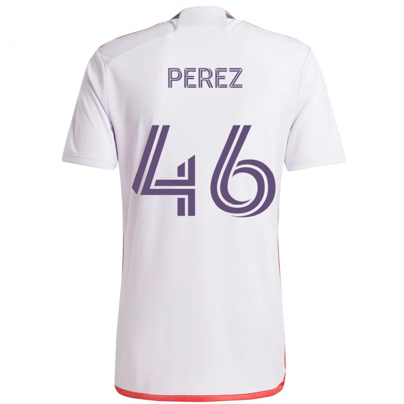 Danxen Børn Franco Pérez #46 Lilla Hvid Udebane Spillertrøjer 2025/26 Trøje T-Shirt