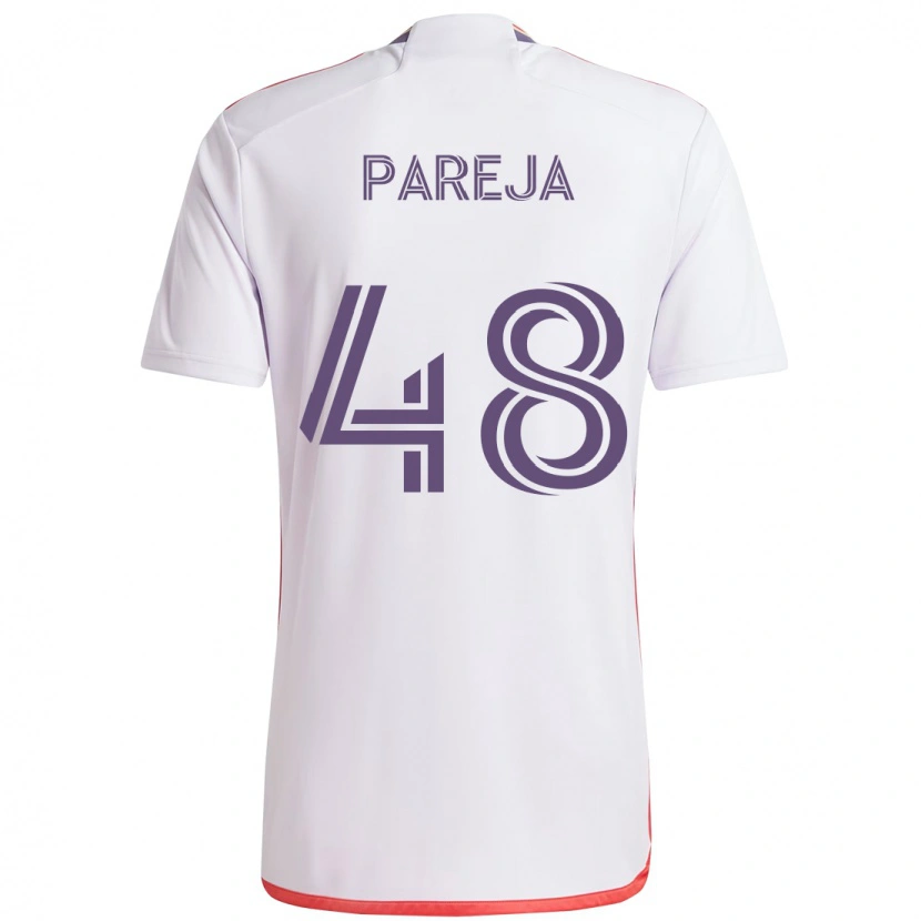 Danxen Børn Diego Pareja #48 Lilla Hvid Udebane Spillertrøjer 2025/26 Trøje T-Shirt