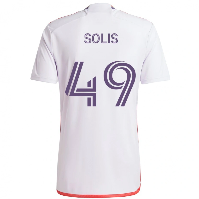 Danxen Børn Jhon Solís #49 Lilla Hvid Udebane Spillertrøjer 2025/26 Trøje T-Shirt