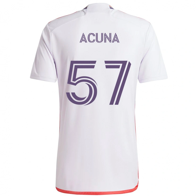 Danxen Børn Cristofer Acuña #57 Lilla Hvid Udebane Spillertrøjer 2025/26 Trøje T-Shirt