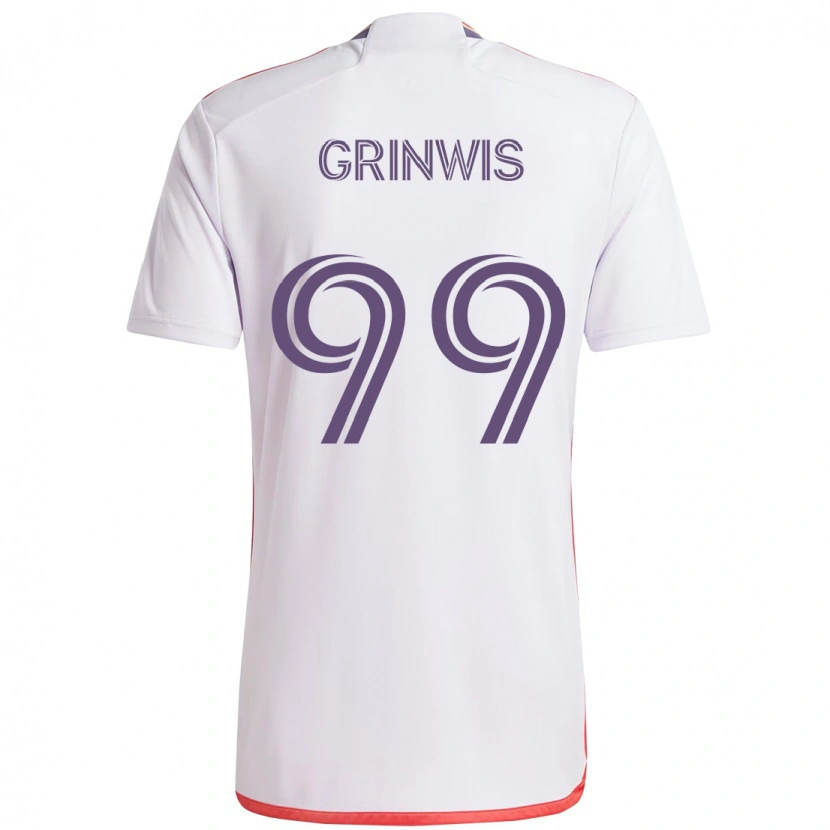 Danxen Børn Adam Grinwis #99 Lilla Hvid Udebane Spillertrøjer 2025/26 Trøje T-Shirt