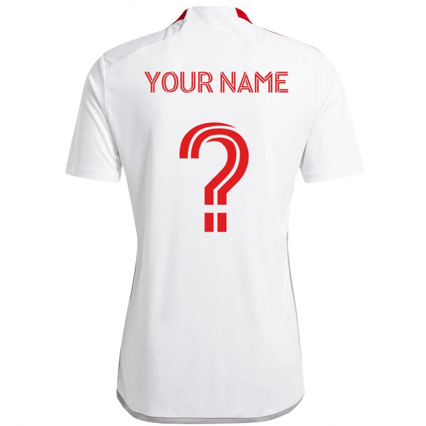 Danxen Børn Dit Navn #0 Rød Hvid Udebane Spillertrøjer 2025/26 Trøje T-Shirt