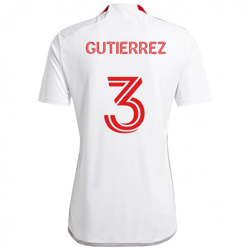 Danxen Børn Cristián Gutiérrez #3 Rød Hvid Udebane Spillertrøjer 2025/26 Trøje T-Shirt