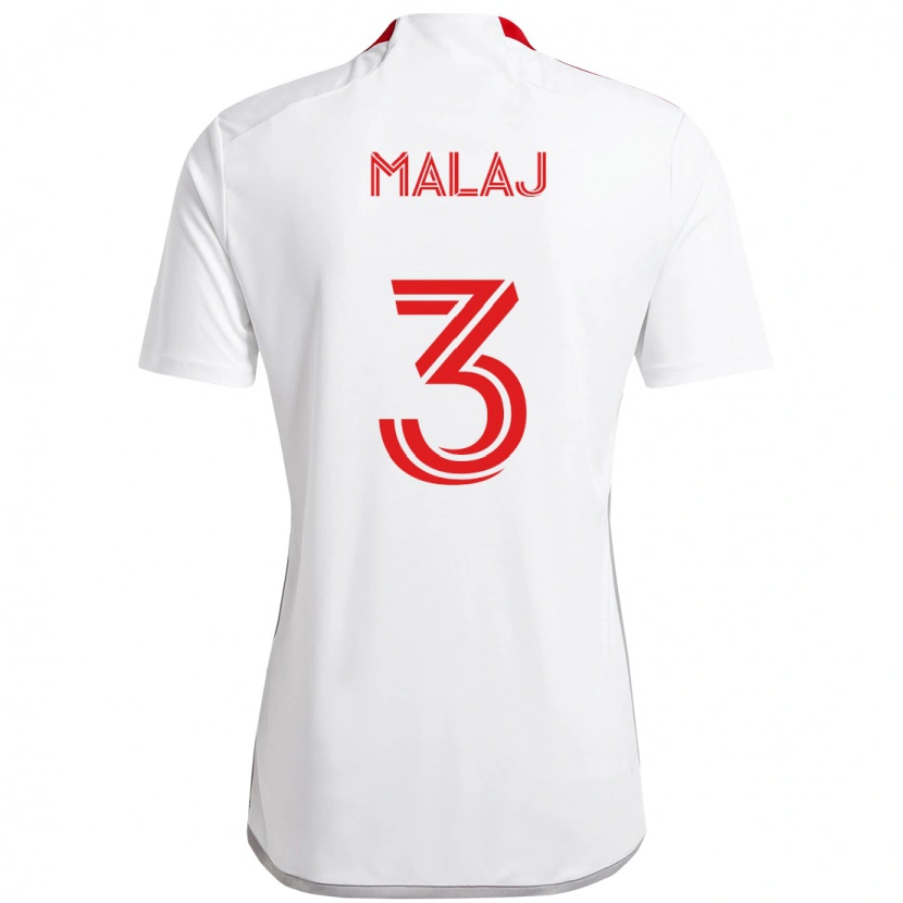Danxen Børn Albert Malaj #3 Rød Hvid Udebane Spillertrøjer 2025/26 Trøje T-Shirt