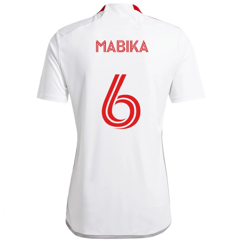 Danxen Børn Aimé Mabika #6 Rød Hvid Udebane Spillertrøjer 2025/26 Trøje T-Shirt
