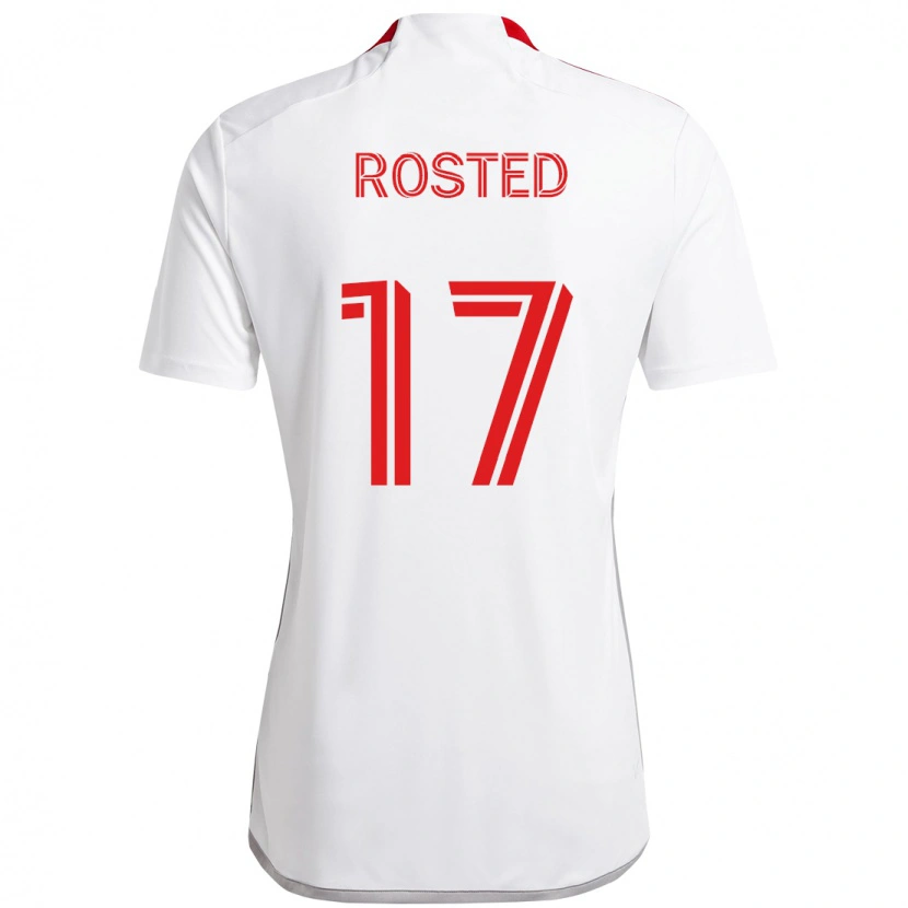 Danxen Børn Sigurd Rosted #17 Rød Hvid Udebane Spillertrøjer 2025/26 Trøje T-Shirt