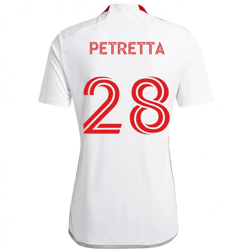 Danxen Børn Raoul Petretta #28 Rød Hvid Udebane Spillertrøjer 2025/26 Trøje T-Shirt