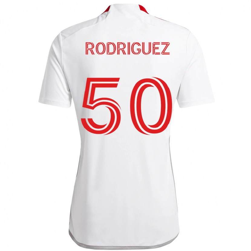 Danxen Børn Abraham Rodriguez #50 Rød Hvid Udebane Spillertrøjer 2025/26 Trøje T-Shirt