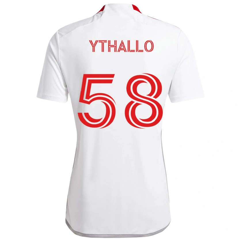 Danxen Børn Ythallo #58 Rød Hvid Udebane Spillertrøjer 2025/26 Trøje T-Shirt