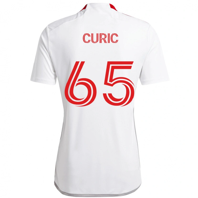 Danxen Børn Antony Curic #65 Rød Hvid Udebane Spillertrøjer 2025/26 Trøje T-Shirt