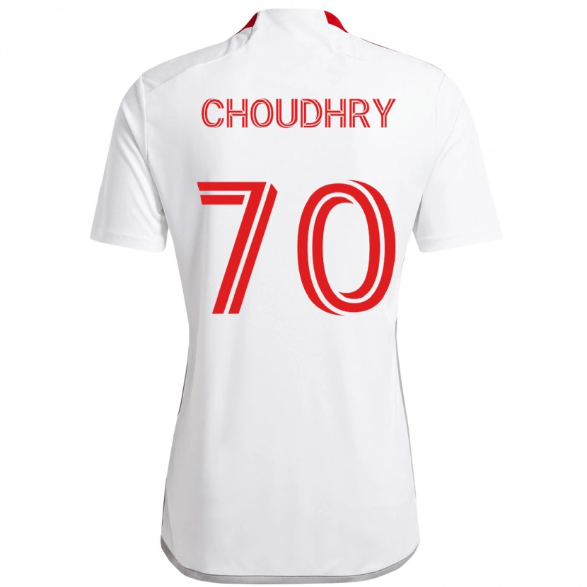 Danxen Børn Benjamin Choudhry #70 Rød Hvid Udebane Spillertrøjer 2025/26 Trøje T-Shirt