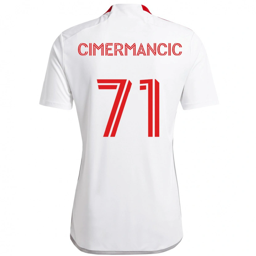 Danxen Børn Markus Cimermancic #71 Rød Hvid Udebane Spillertrøjer 2025/26 Trøje T-Shirt
