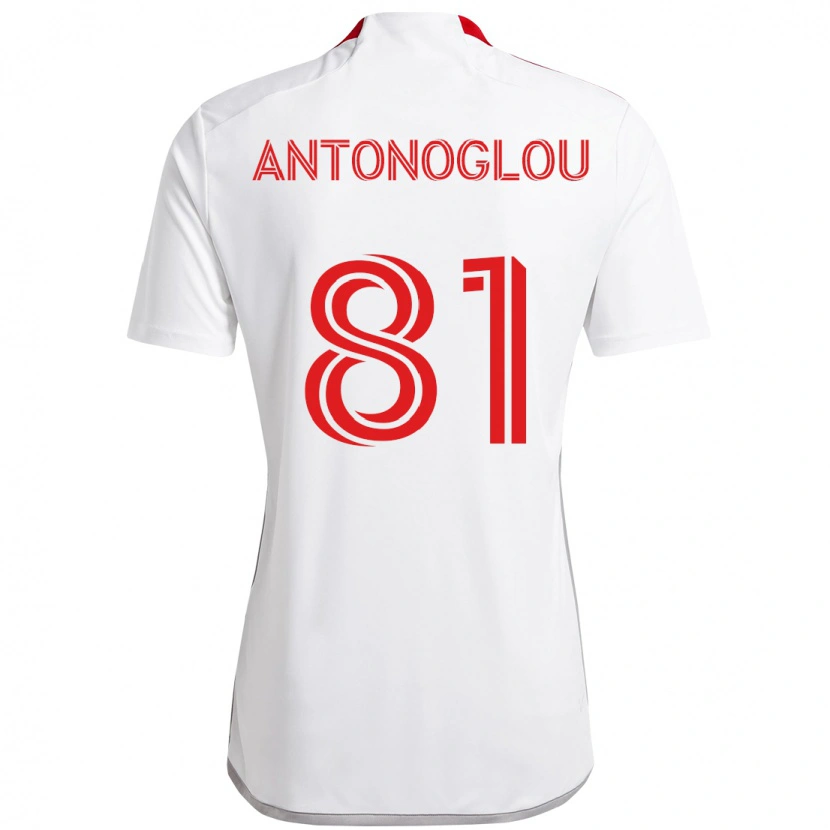 Danxen Børn Themi Antonoglou #81 Rød Hvid Udebane Spillertrøjer 2025/26 Trøje T-Shirt