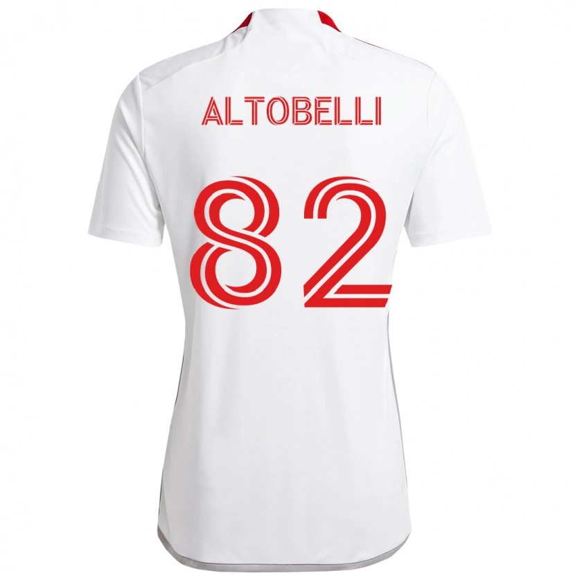 Danxen Børn Julian Altobelli #82 Rød Hvid Udebane Spillertrøjer 2025/26 Trøje T-Shirt