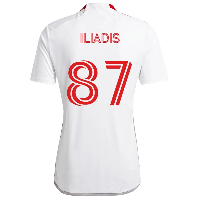 Danxen Børn Costa Iliadis #87 Rød Hvid Udebane Spillertrøjer 2025/26 Trøje T-Shirt