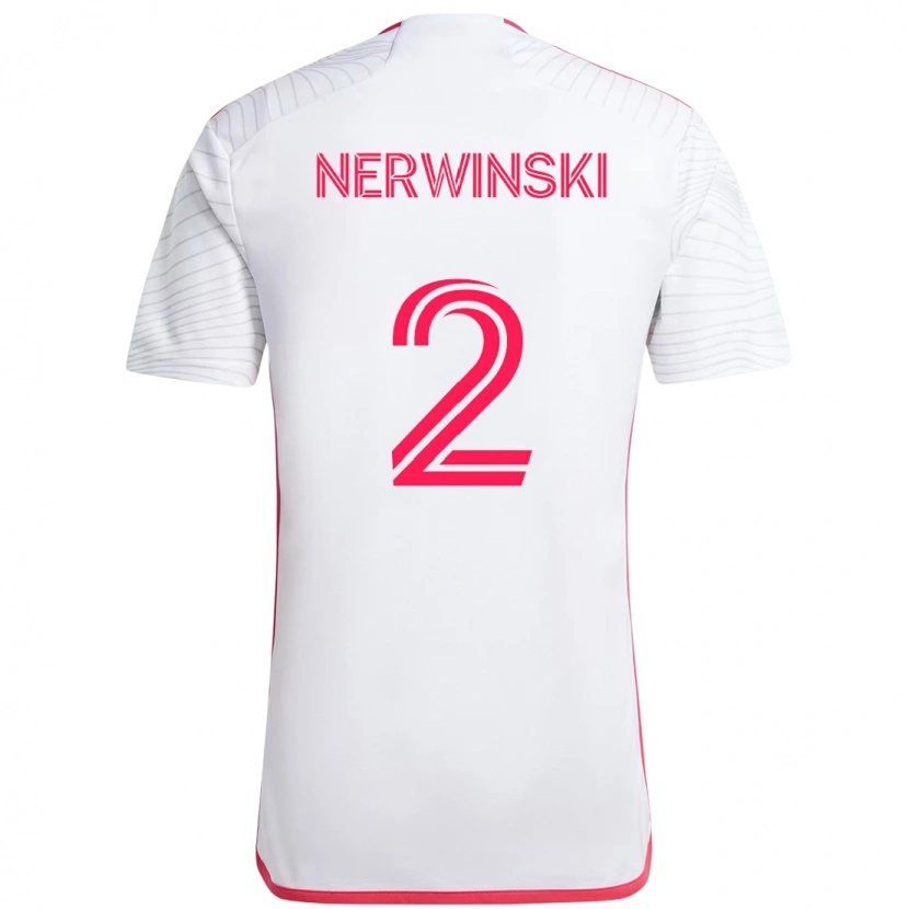 Danxen Børn Jake Nerwinski #2 Magenta Hvid Udebane Spillertrøjer 2025/26 Trøje T-Shirt