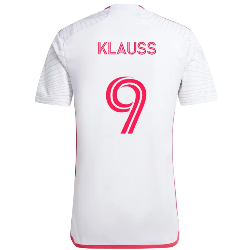Danxen Børn João Klauss #9 Magenta Hvid Udebane Spillertrøjer 2025/26 Trøje T-Shirt