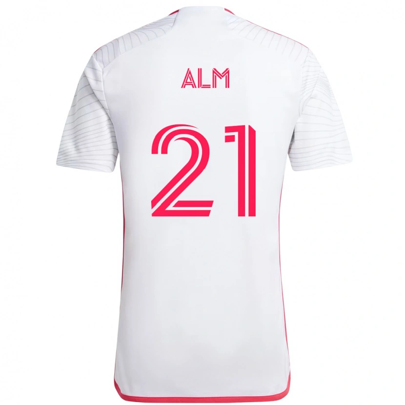 Danxen Børn Rasmus Alm #21 Magenta Hvid Udebane Spillertrøjer 2025/26 Trøje T-Shirt