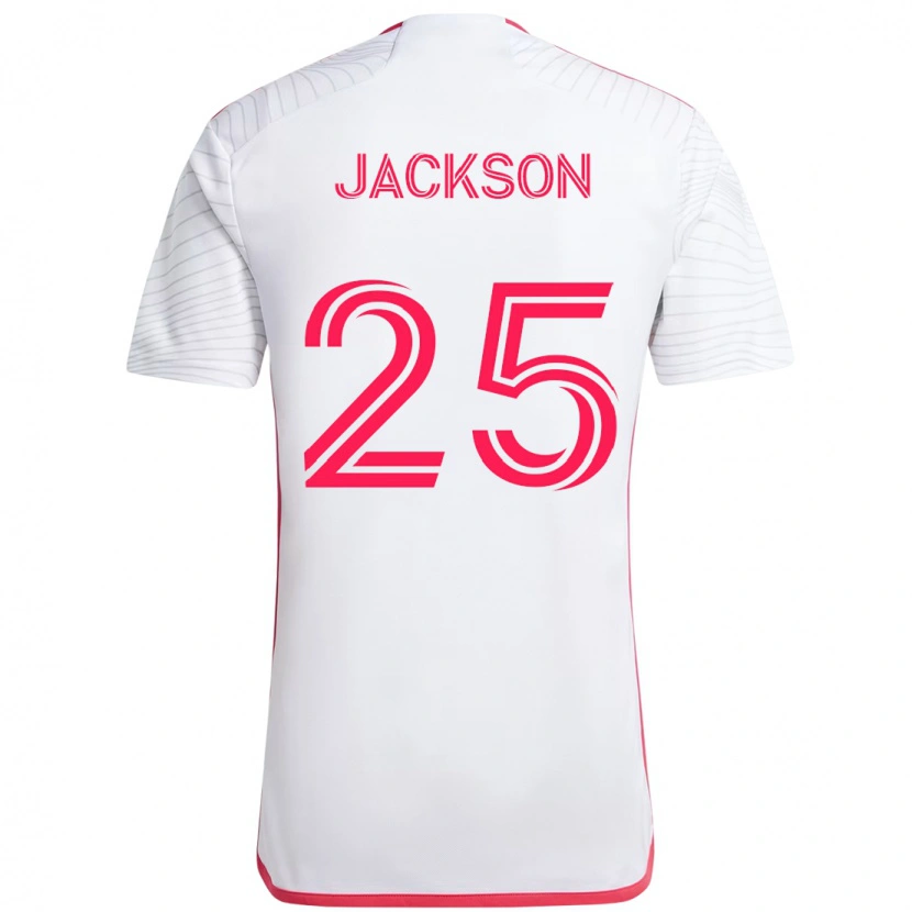Danxen Børn Aziel Jackson #25 Magenta Hvid Udebane Spillertrøjer 2025/26 Trøje T-Shirt