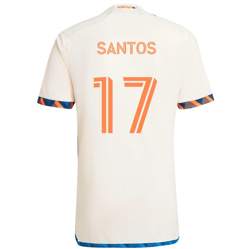 Danxen Børn Sergio Santos #17 Mørkeblå Orange Udebane Spillertrøjer 2025/26 Trøje T-Shirt