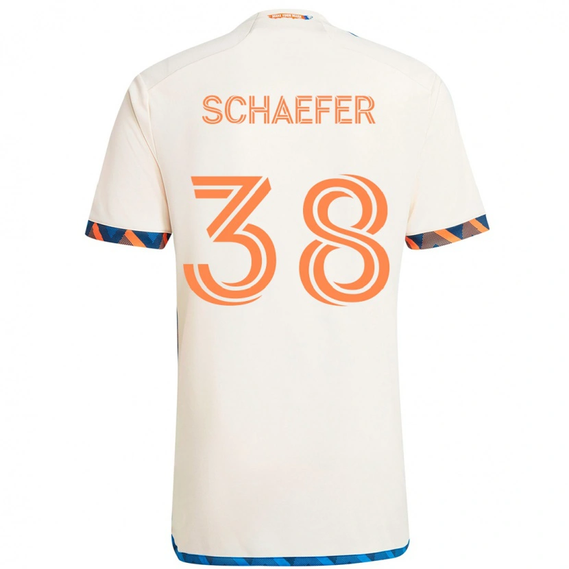 Danxen Børn Brian Schaefer #38 Mørkeblå Orange Udebane Spillertrøjer 2025/26 Trøje T-Shirt